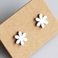 Flower Earrings - Silver Tone
